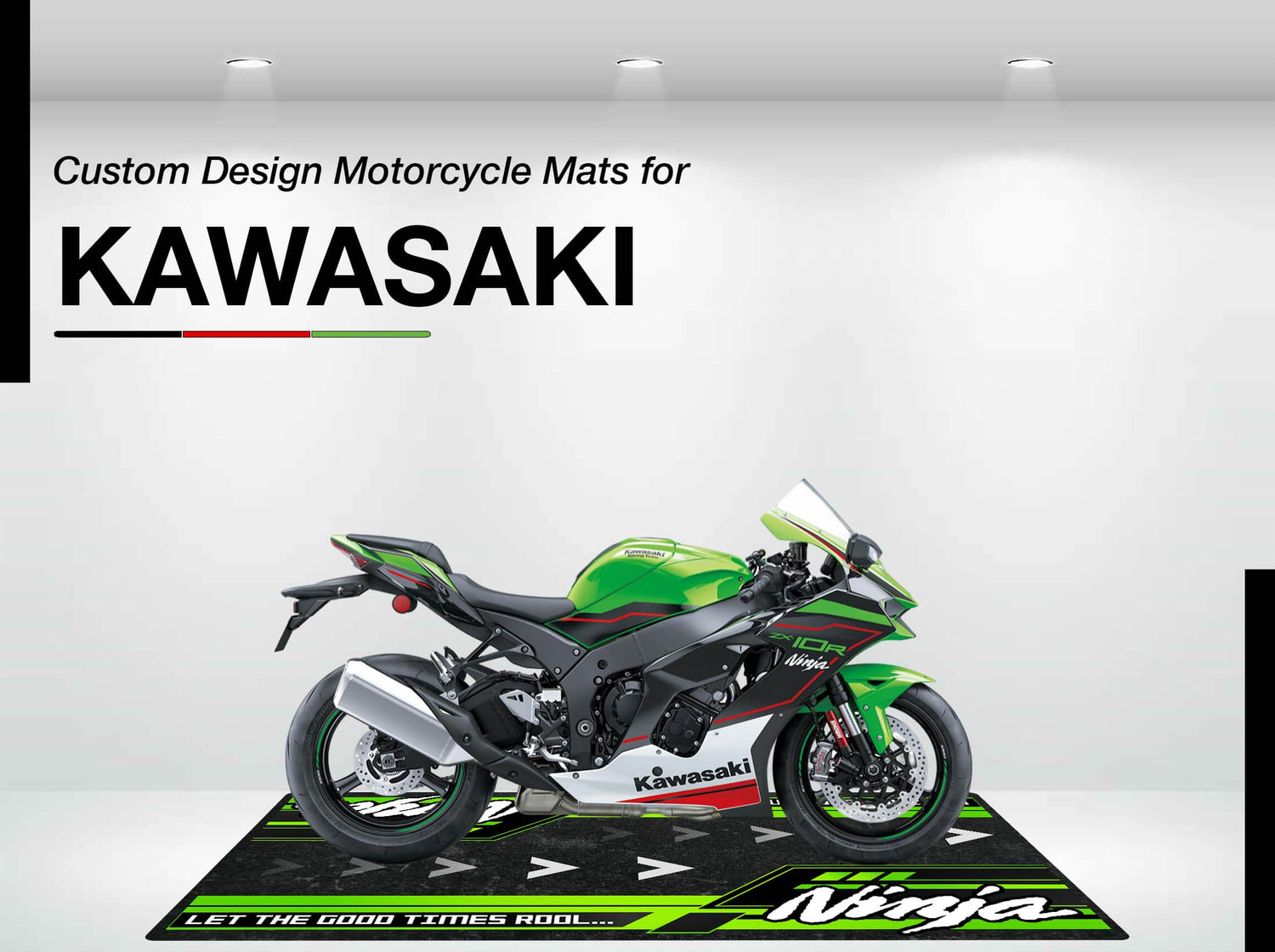 Designed Motorcycle Mat for Kawasaki - Motorcycle Pit Mat