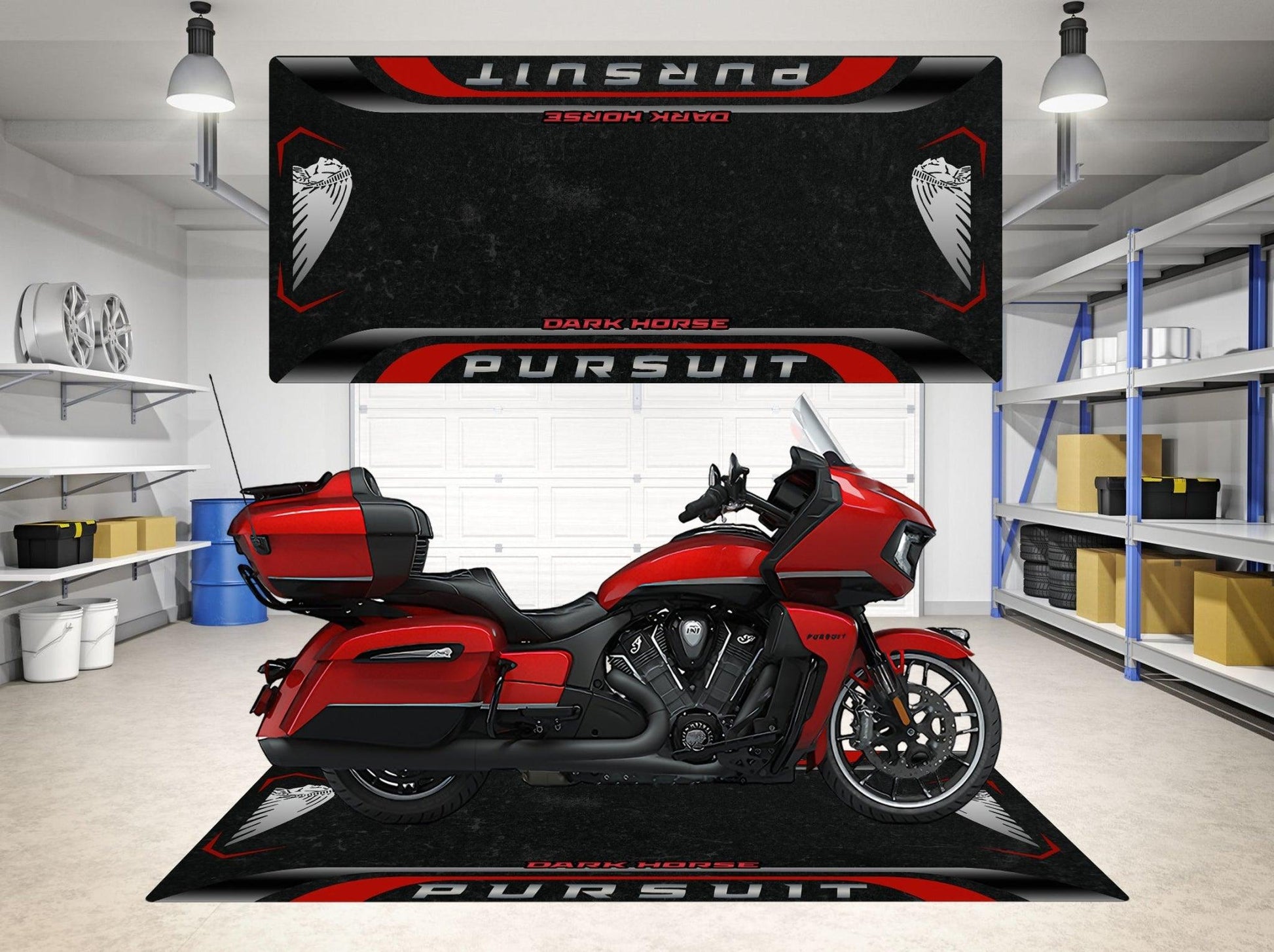 Motorcycle Mat for Indian Pursuit Dark Horse - Motorcycle Pit Mat