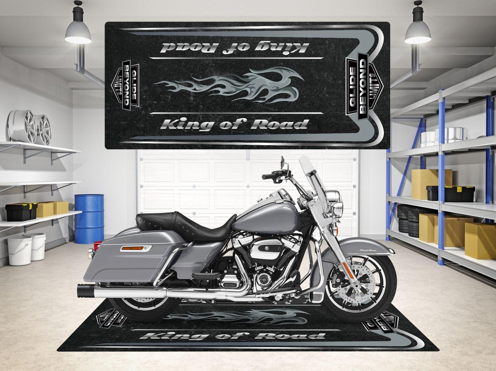 Motorcycle Mat for Harley King of Road - Motorcycle Pit Mat